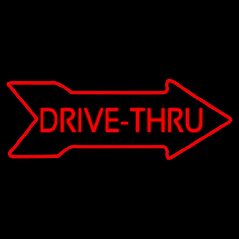 Drive Thru With Arrow Neon Sign