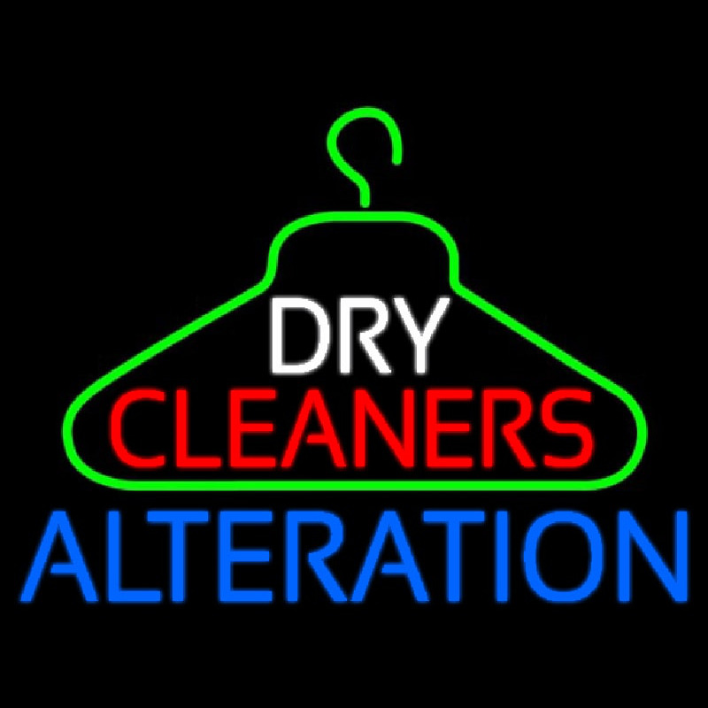 Dry Cleaners Hanger Logo Alteration Neon Sign