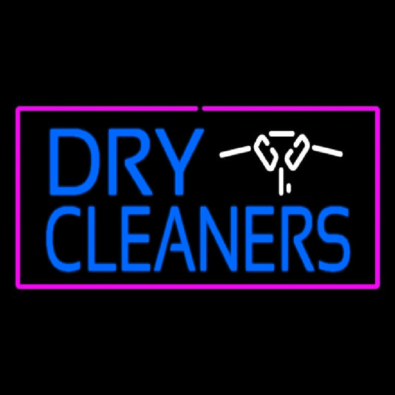Dry Cleaners Logo Rectangle Pink Neon Sign