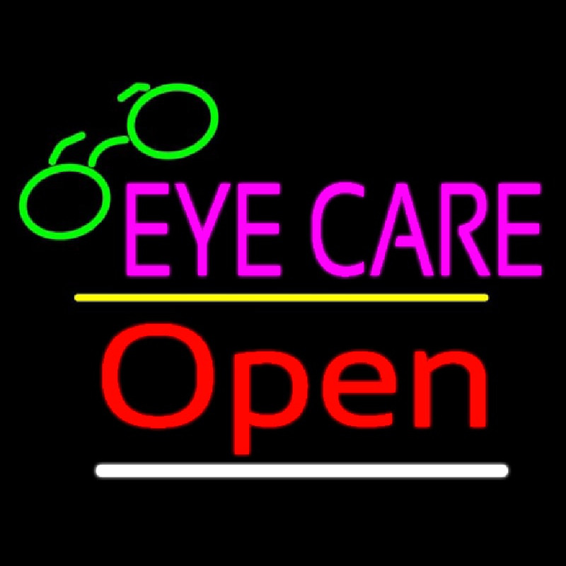 Eye Care Logo Open Yellow Line Neon Sign