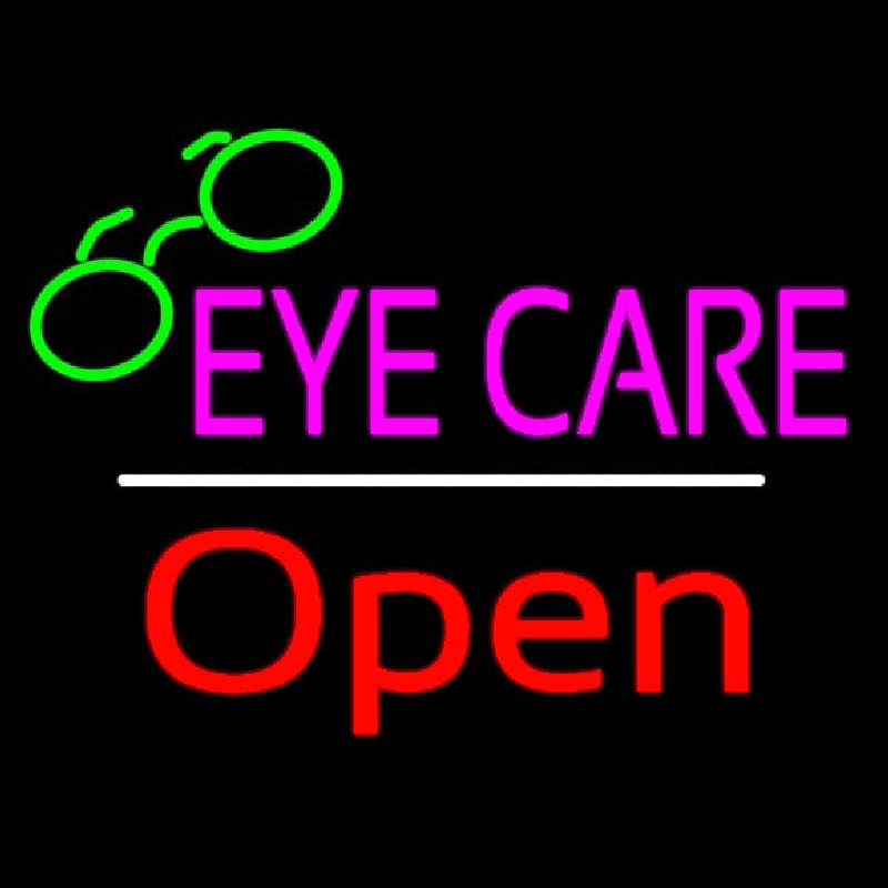 Eye Care Logo Red Open White Line Neon Sign