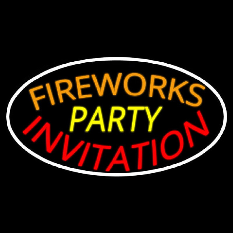 Fireworks Party Invitation In A Neon Sign
