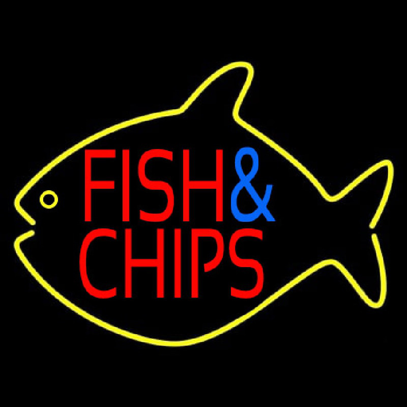 Fish And Chips Inside Fish Neon Sign