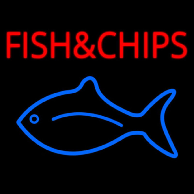 Fish And Chips With Fish Logo  Neon Sign