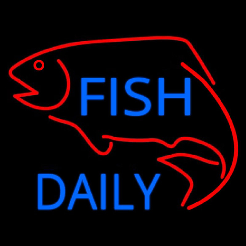 Fish Daily With Red Fish Neon Sign