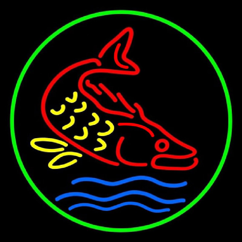 Fish Green Border 2 Neon Sign