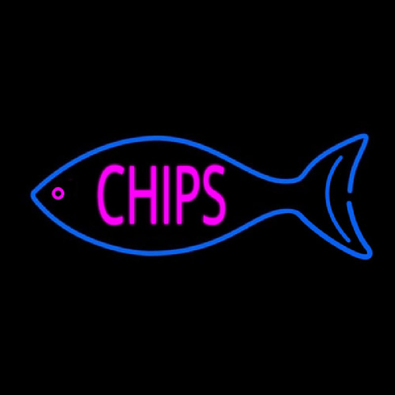 Fish Logo Chips Neon Sign