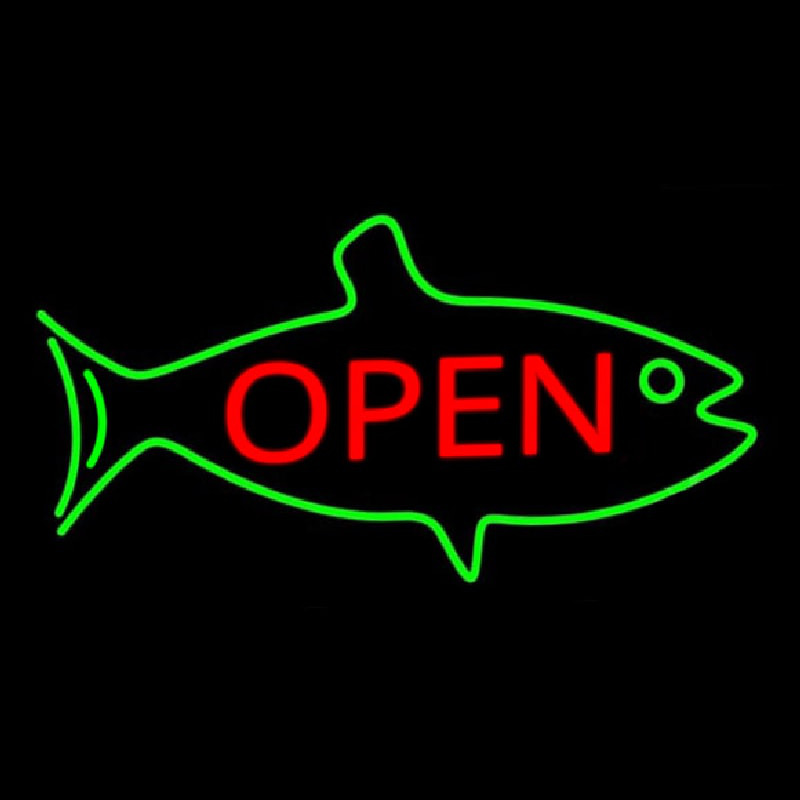 Fish Logo Open 2 Neon Sign
