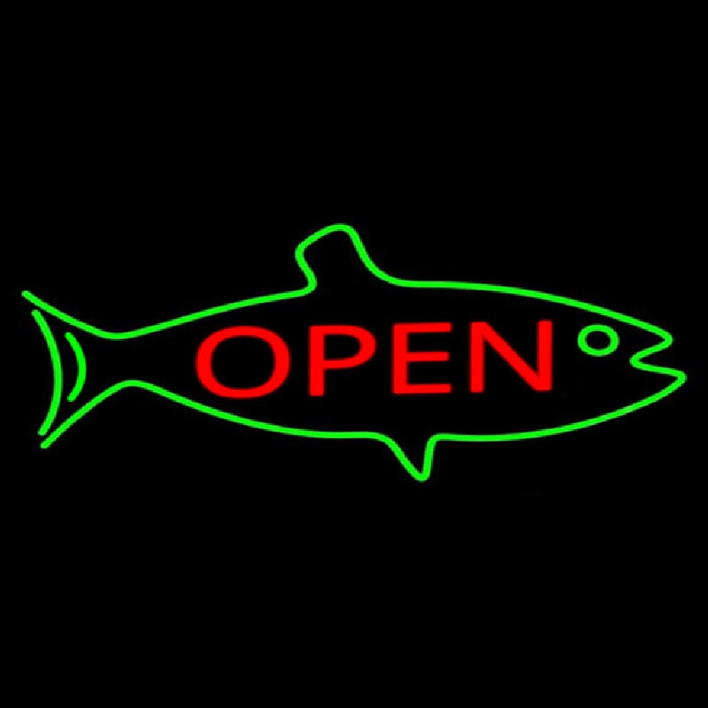 Fish Logo Open Neon Sign