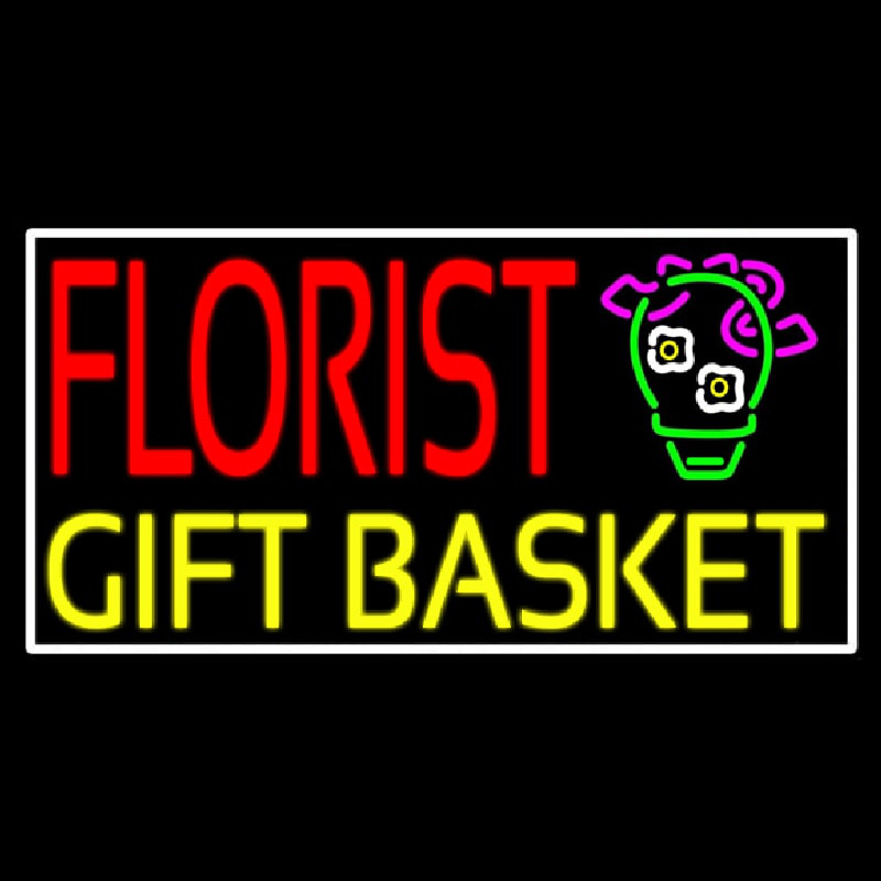 Florist Gifts Baskets White Border Neon Sign