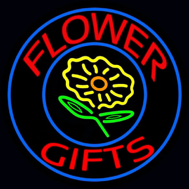 Flower Gifts In Block Logo Neon Sign