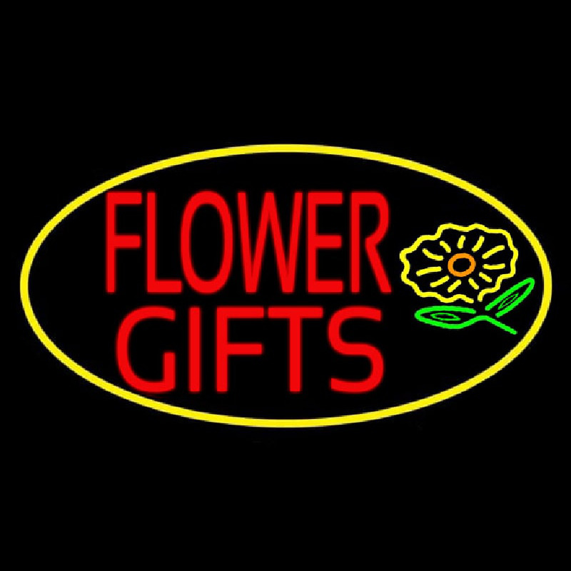 Flower Gifts In Block Oval Neon Sign