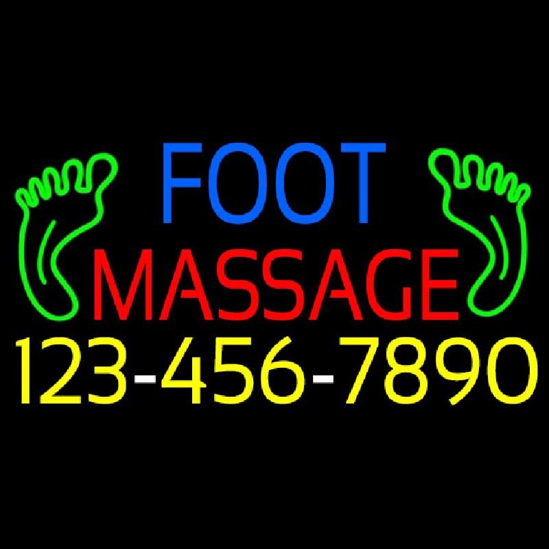 Foot Massage Logo And Number Neon Sign