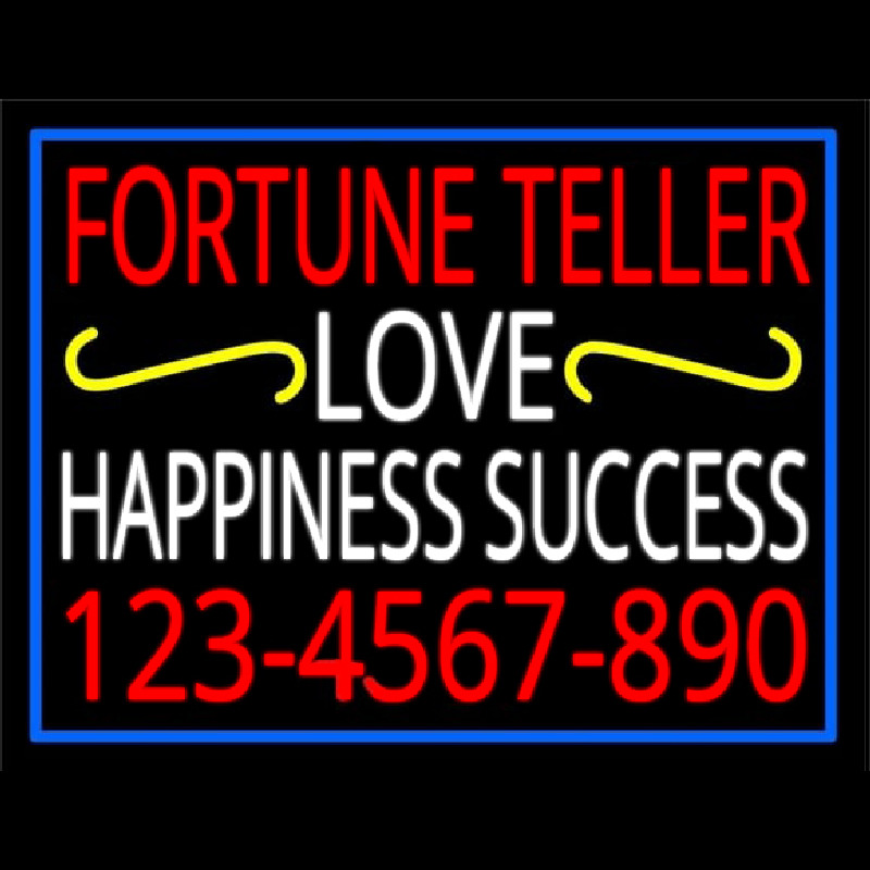 Fortune Teller Love Happiness Success With Phone Number Neon Sign