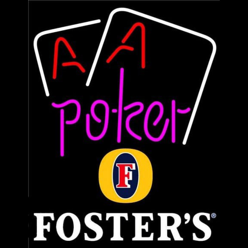 Fosters Purple Lettering Red Aces White Cards Beer Sign Neon Sign