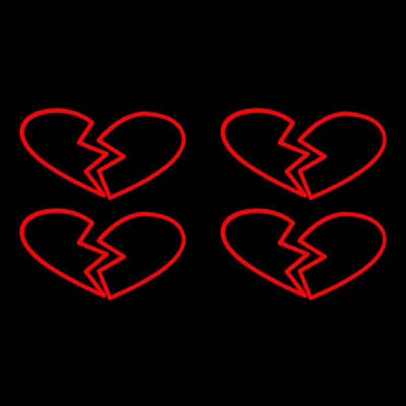 Four Broken Heart Neon Sign