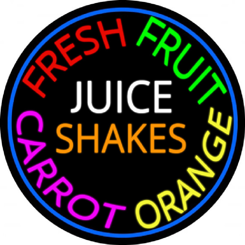 Fresh Fruit Juice Carrot Orange Shakes Neon Sign