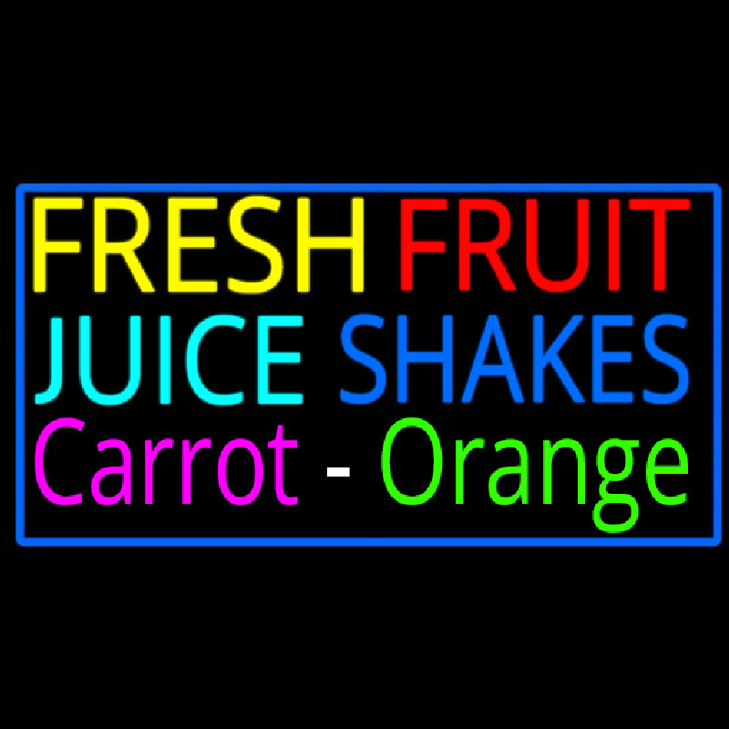 Fresh Fruit Juice Carrot Orange Shakes Neon Sign