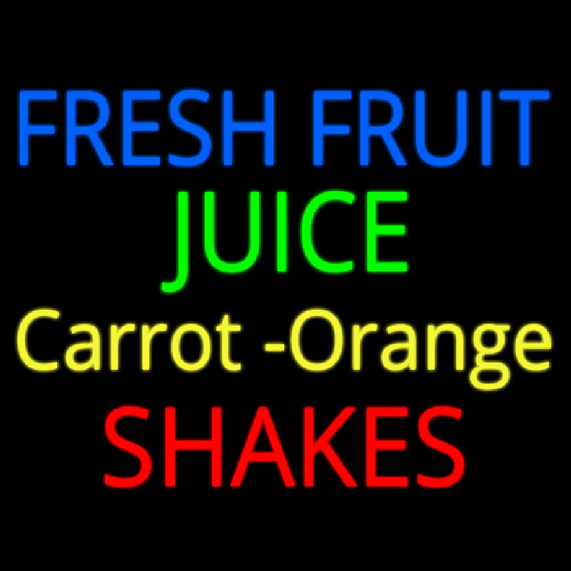 Fresh Fruit Juice Carrot Orange Shakes Neon Sign