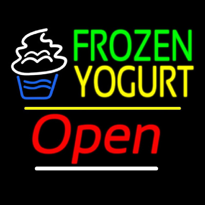 Frozen Yogurt Open Yellow Line Neon Sign