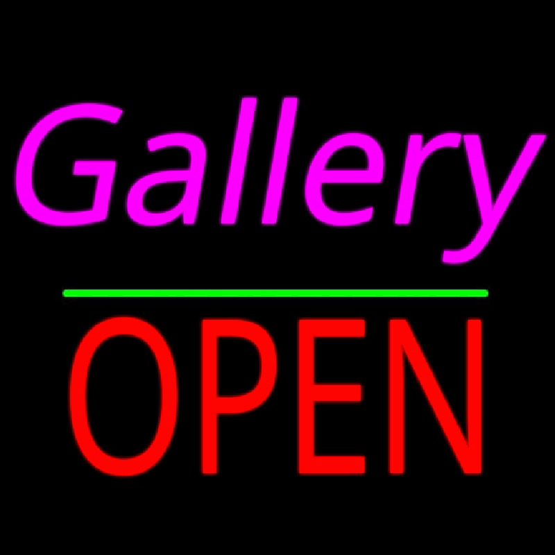 Gallery Block Open Green Line Neon Sign