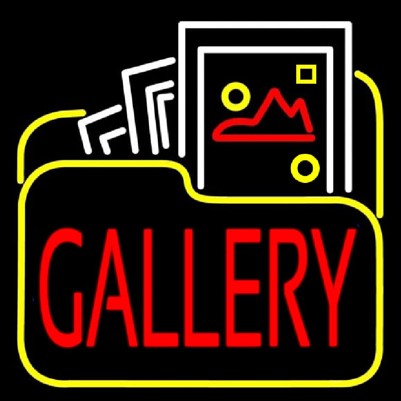 Gallery Icon With Red Gallery Neon Sign