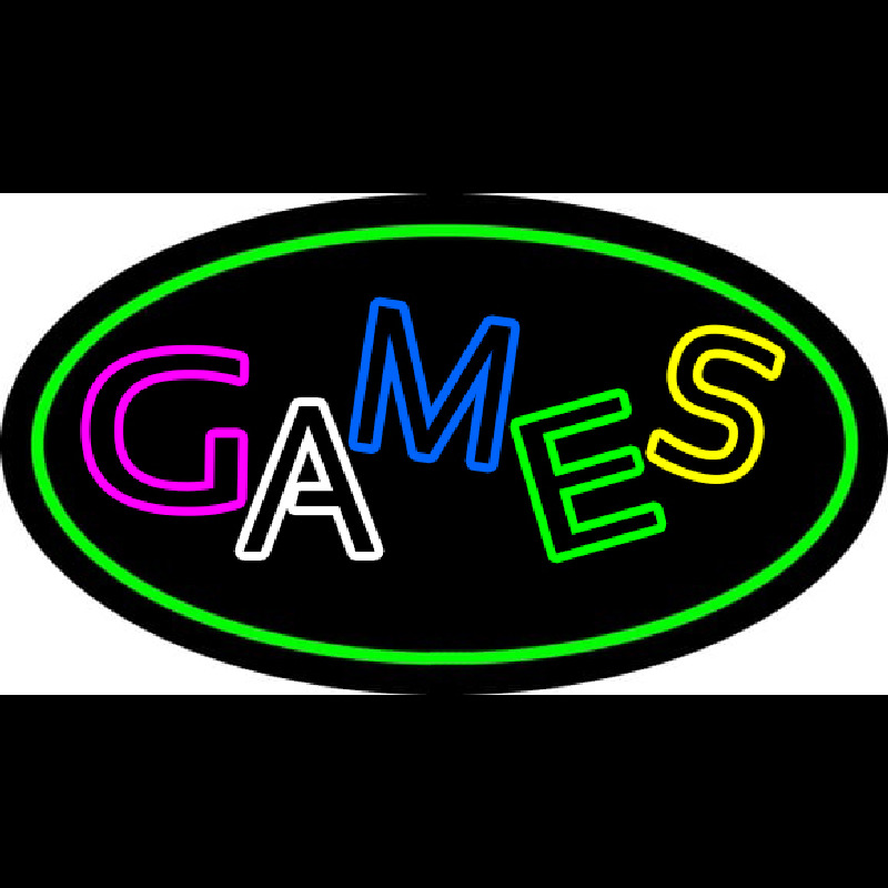 Games Oval Green Neon Sign
