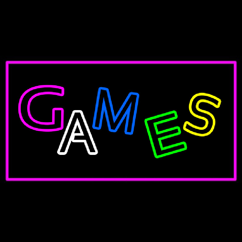 Games Rectangle Purple Neon Sign
