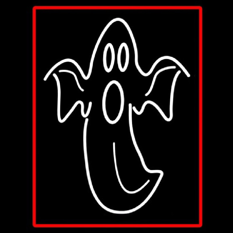 Ghost With Red Border Neon Sign