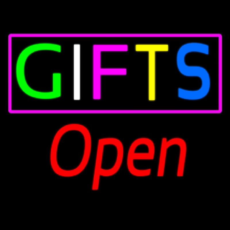 Gifts Block Open Red Neon Sign