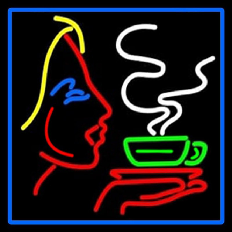 Girl Logo With Hot Coffee Neon Sign