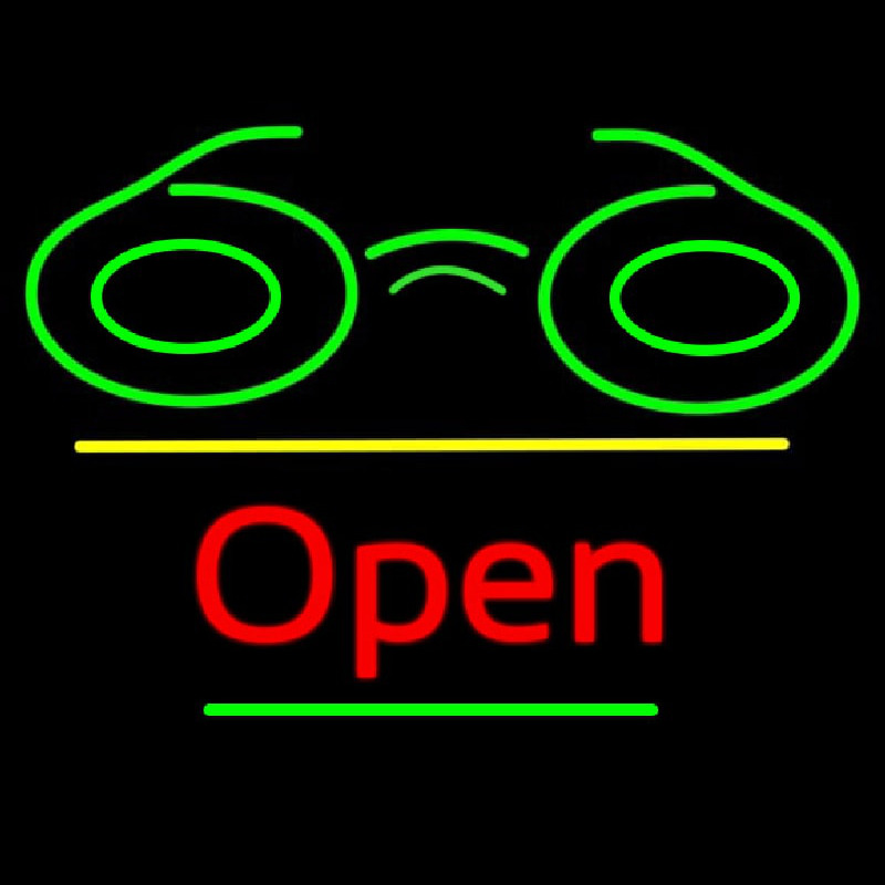Glasses Logo Open Yellow Line Neon Sign