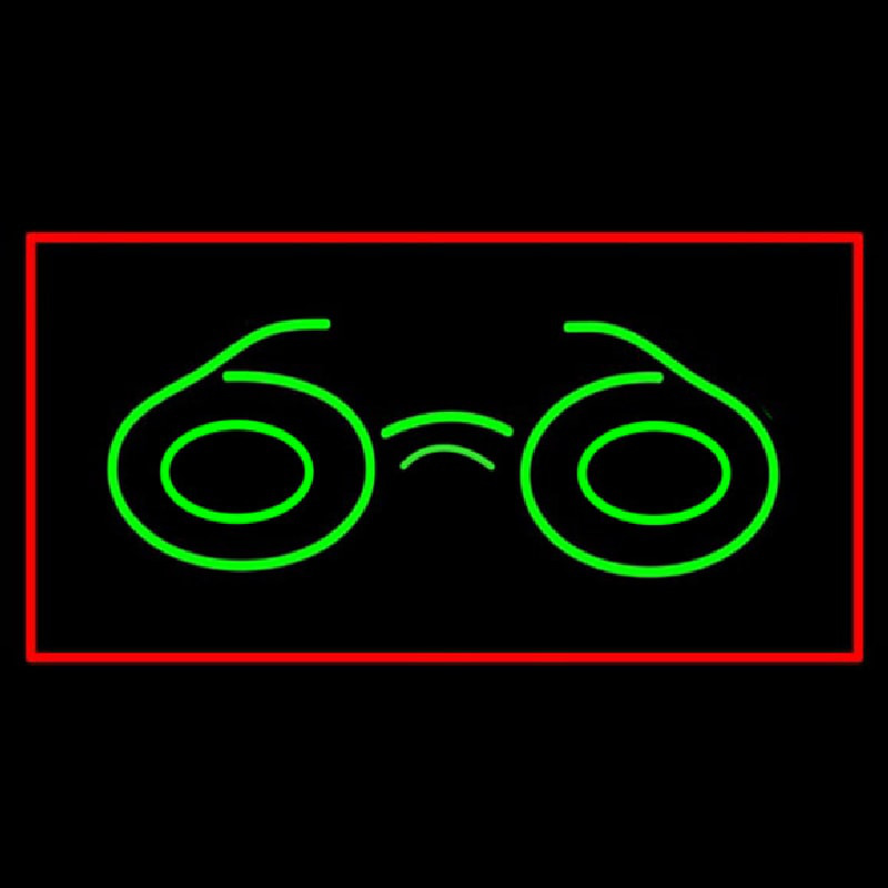 Glasses Logo Rectangle Red Neon Sign