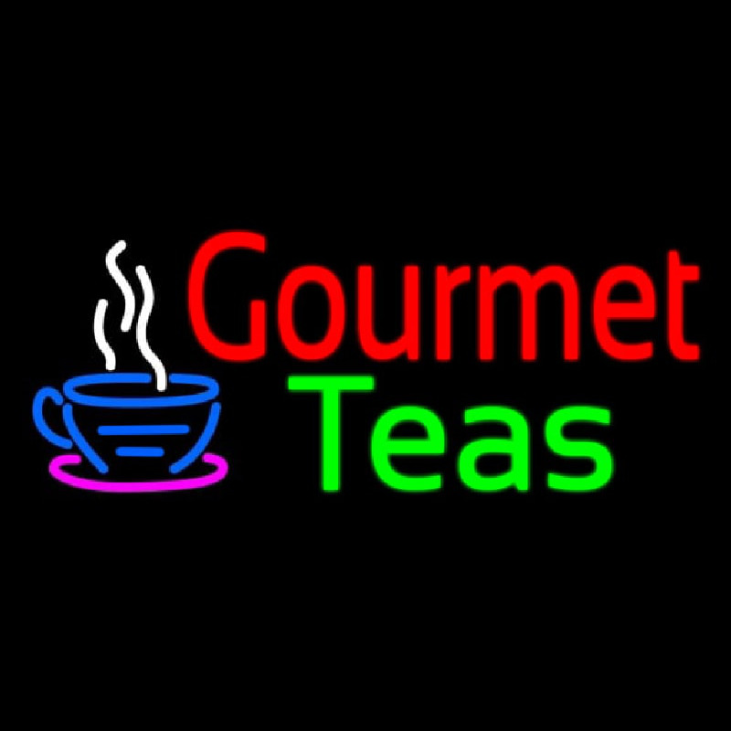 Gourmet Teas With Cup Logo Neon Sign