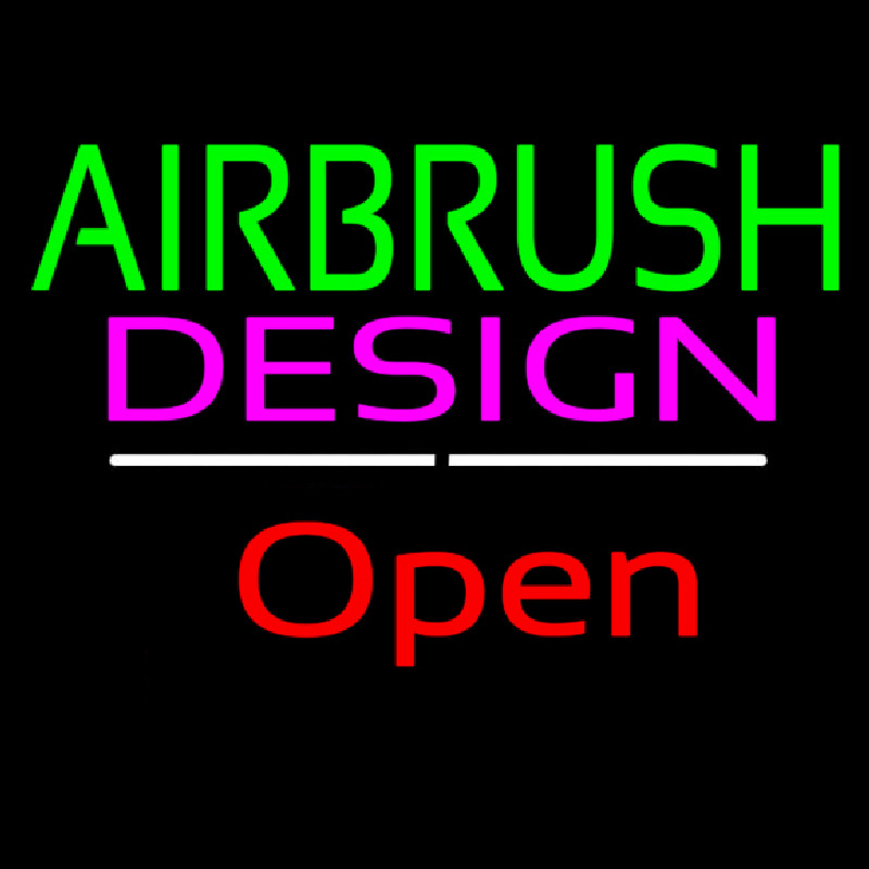 Green Airbrush Design Red Open White Line Neon Sign