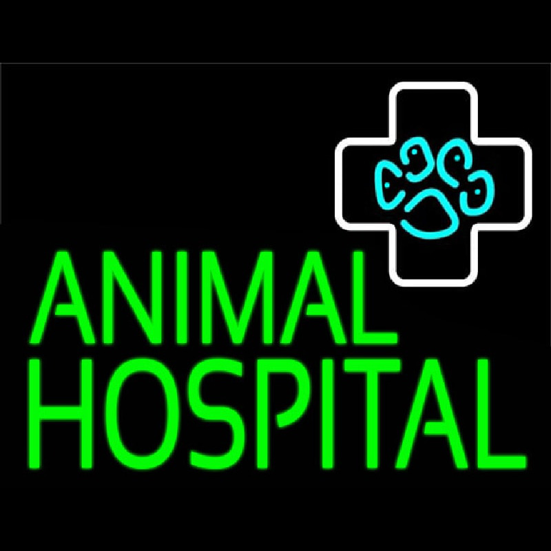 Green Animal Hospital Block Neon Sign