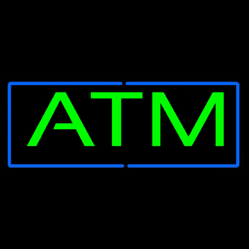 Green Atm Blue Border Neon Sign