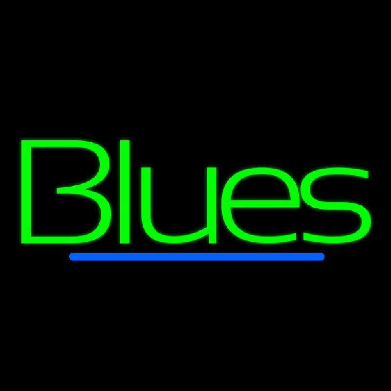 Green Blues Cursive 2 Neon Sign