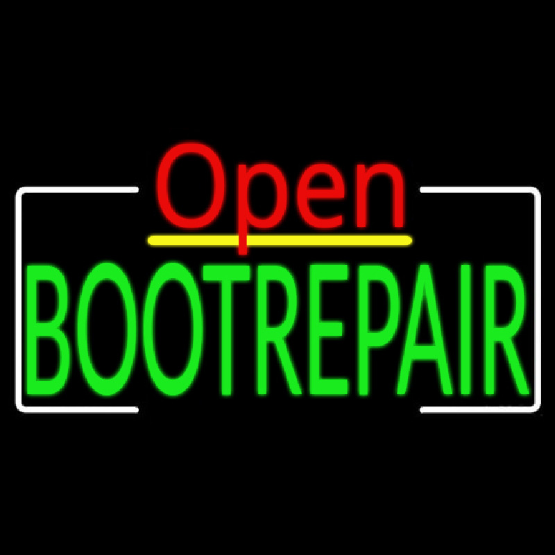 Green Boot Repair Open Neon Sign