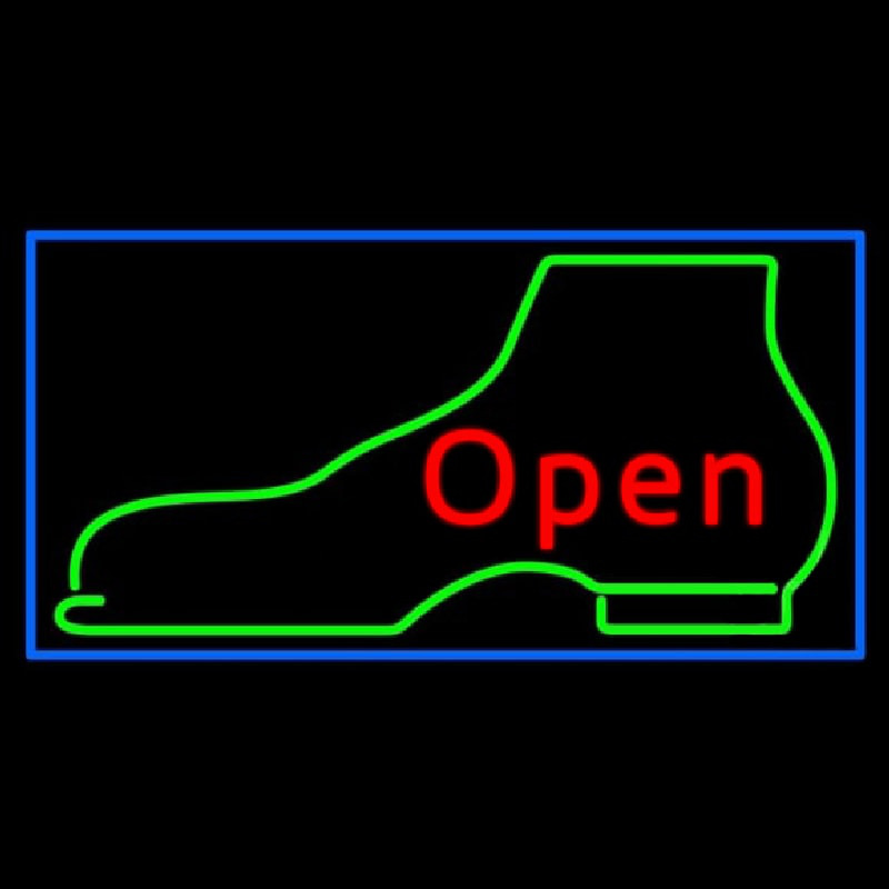 Green Boots Logo Open Neon Sign