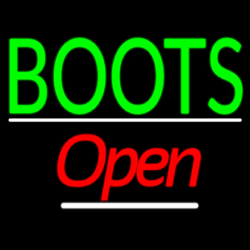 Green Boots Open Neon Sign