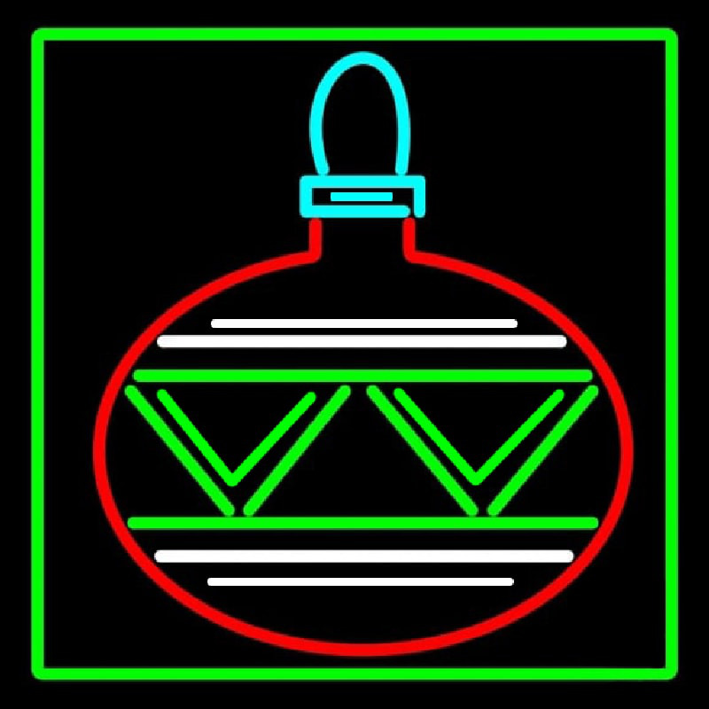 Green Border Christmas Bulb Neon Sign