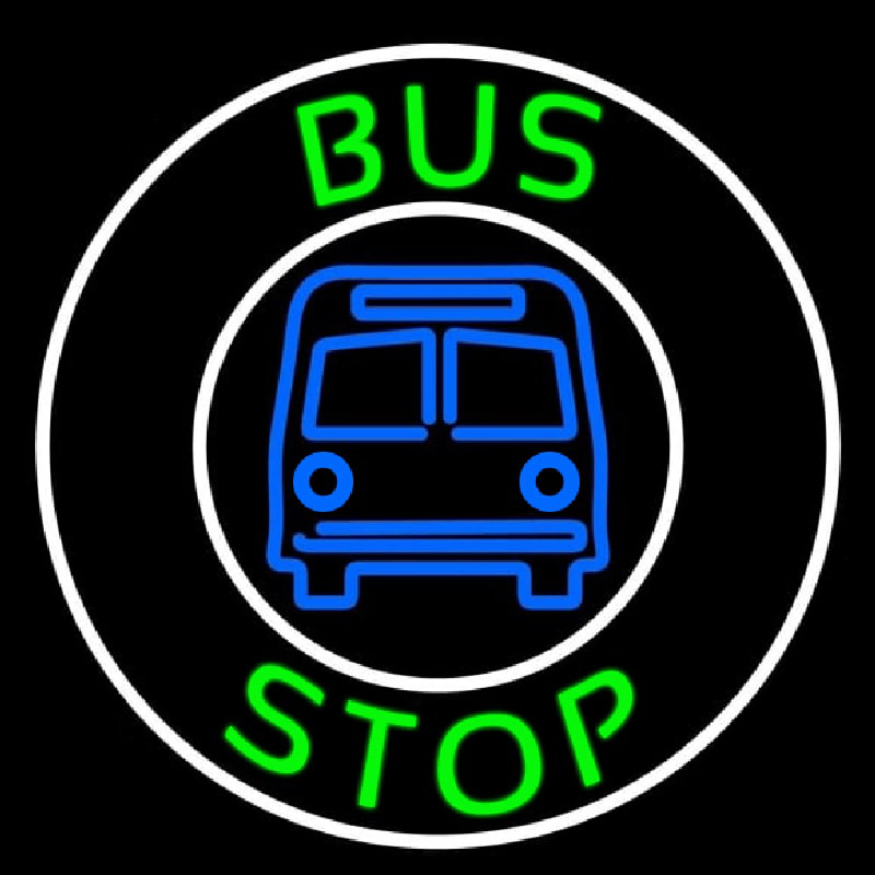 Green Bus Stop Neon Sign