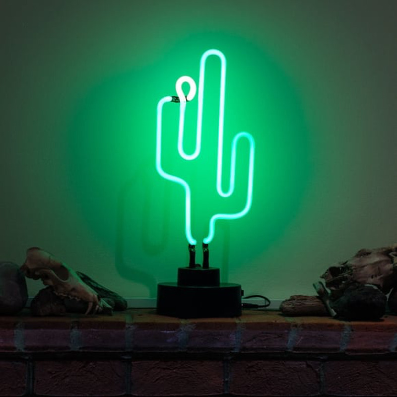 Green Cactus Desktop Neon Sign