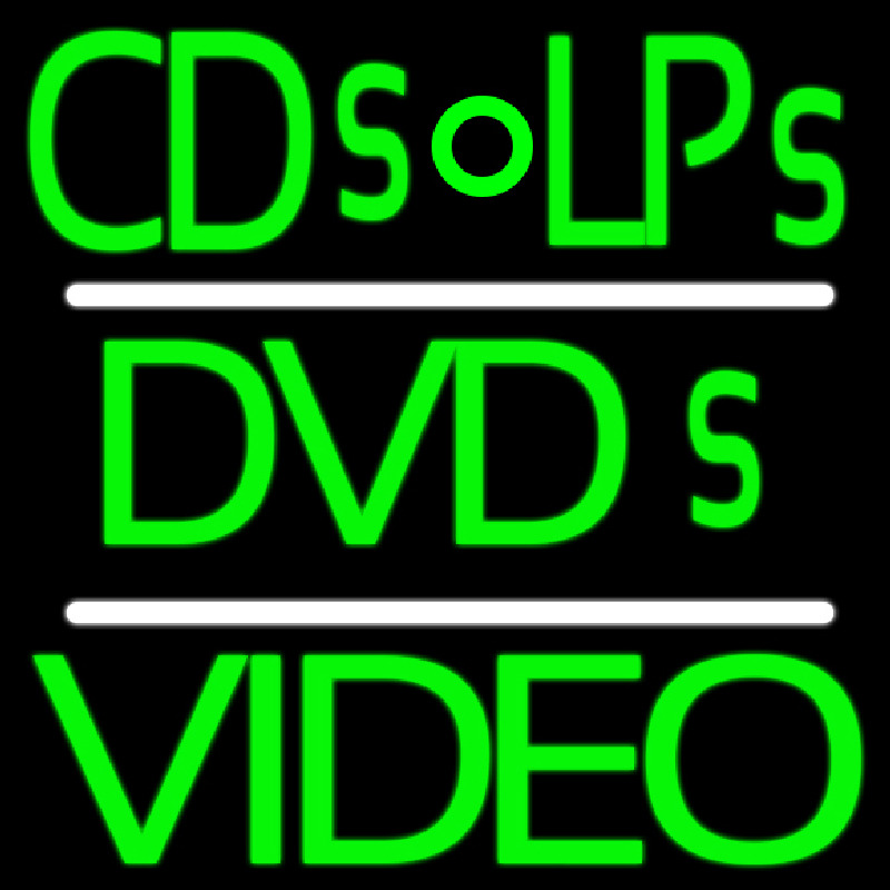 Green Cds Lps Dvds Video Neon Sign