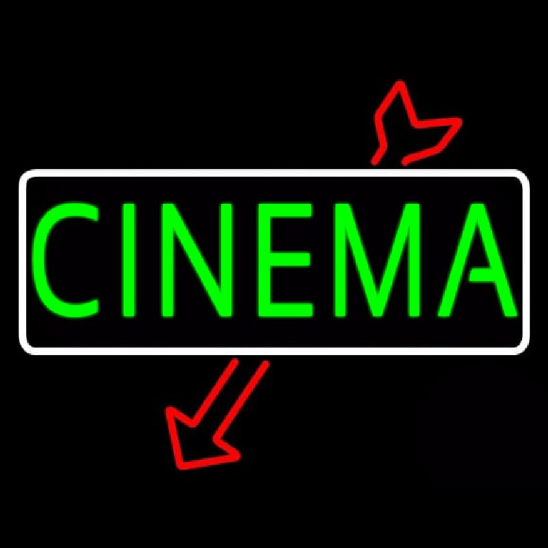 Green Cinema Here Neon Sign