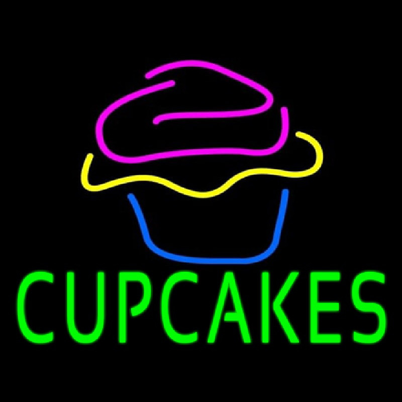 Green Cupcakes With Cupcake Neon Sign