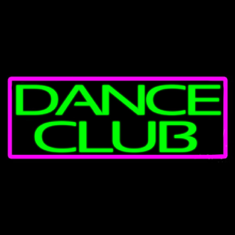 Green Dance Club Pink Border Neon Sign