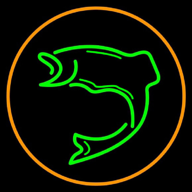Green Fish With Circle Neon Sign