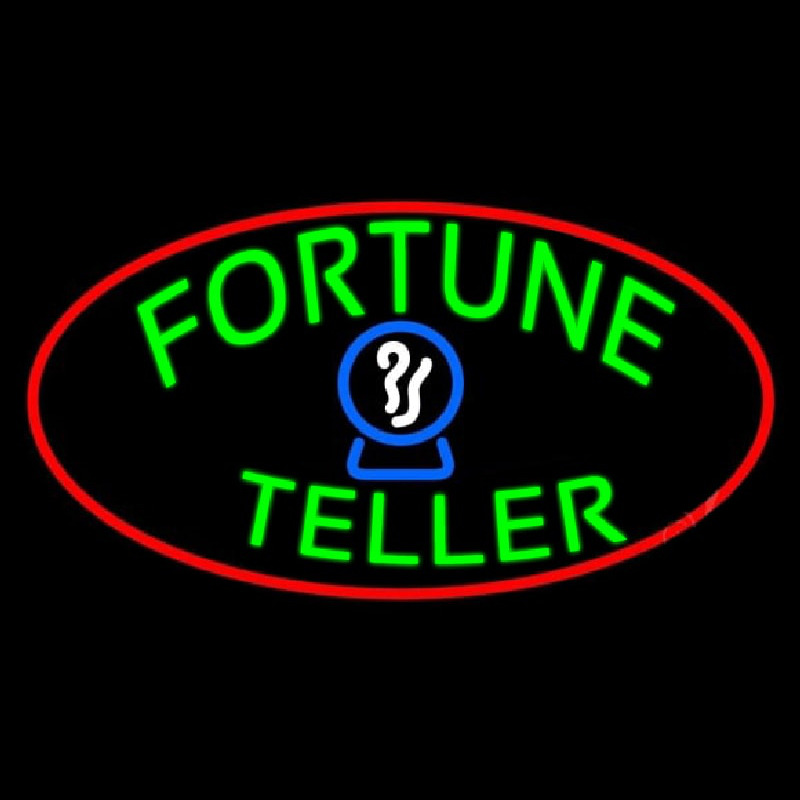 Green Fortune Teller Red Oval Neon Sign